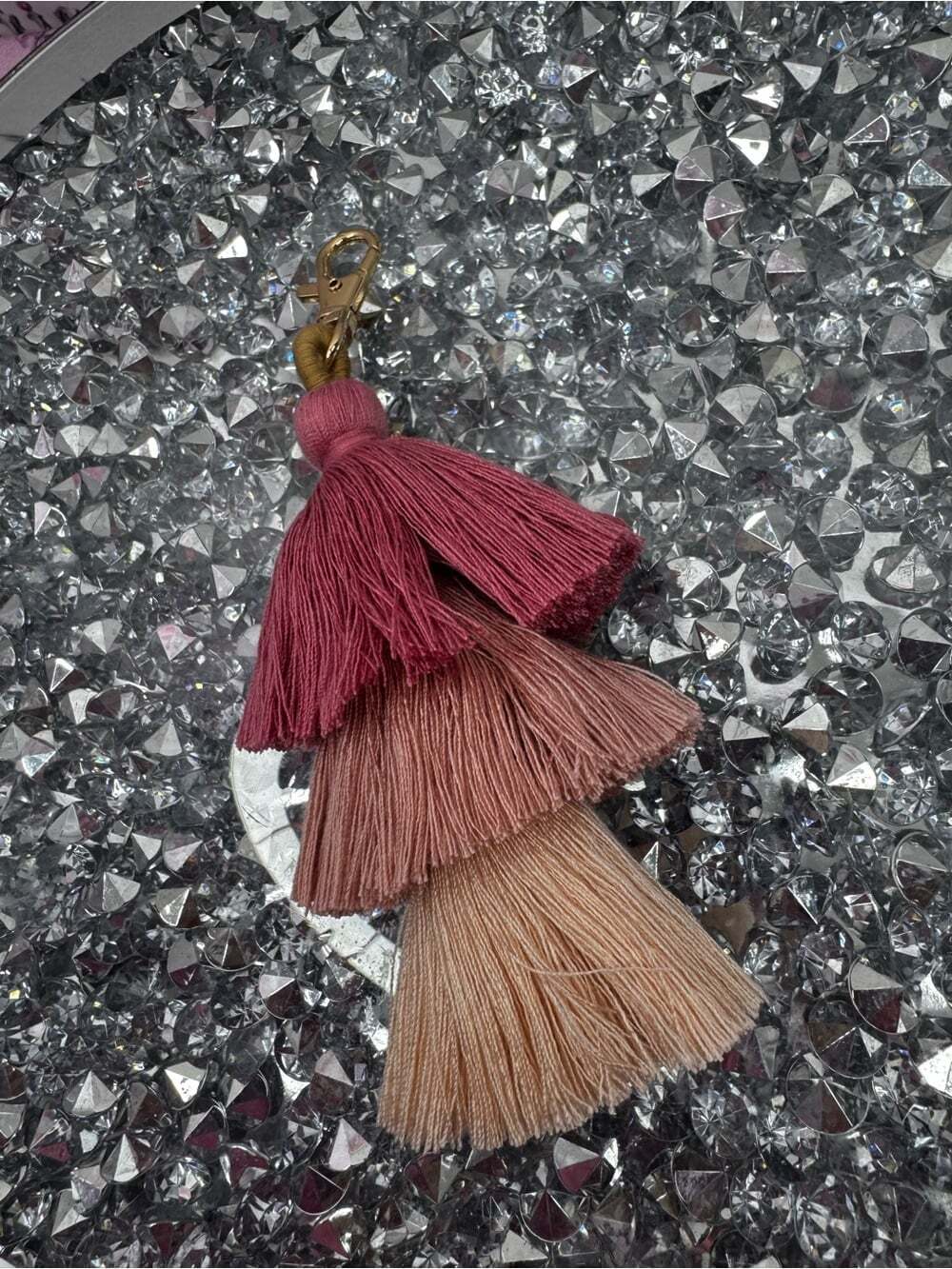 keychain knit Multi-Tier Pink Tassels Keychain Charm